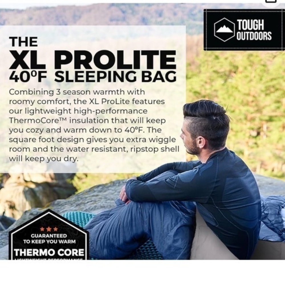 TOUGH OUTDOORS The XL Prolite hooded envelope sleeping Bag with compression sack